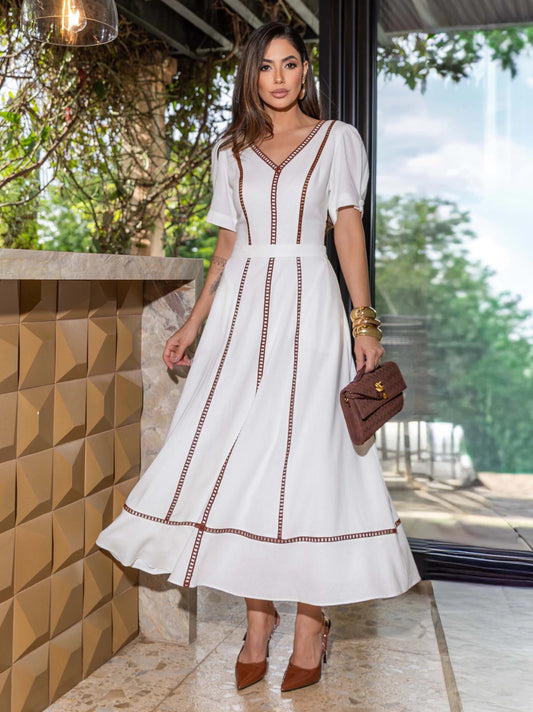 VESTIDO LUZIA FAZZOLLI LINHO ENTREMEIO BICOLOR OFF