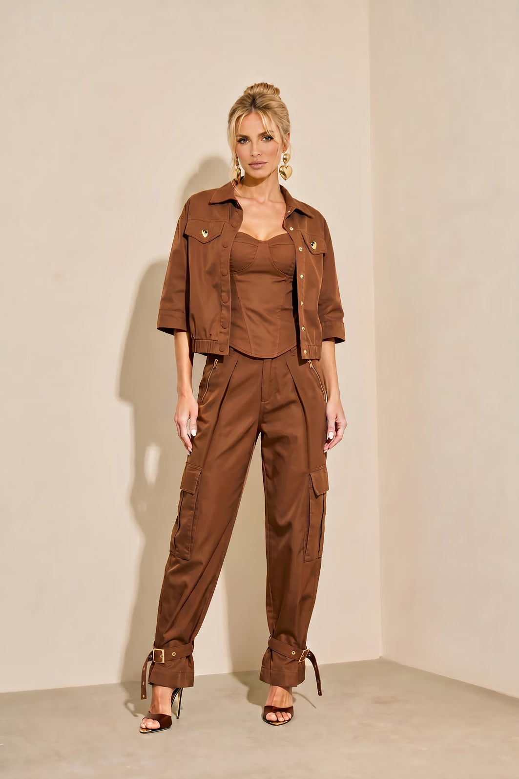 CONJUNTO LULEG TOP C JQT DETALHE MARROM