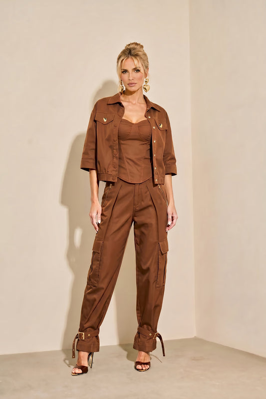CONJUNTO LULEG TOP C JQT DETALHE MARROM