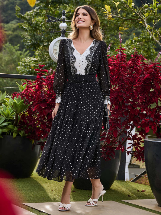 VESTIDO LUZIA FAZZOLLI CHIFFON POA C RENDA
