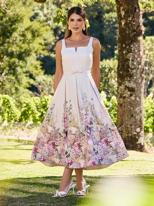 VESTIDO LUZIA FAZZOLLI CREPE ESTAMPADO FLORAL