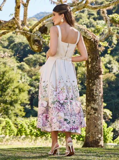 VESTIDO LUZIA FAZZOLLI CREPE ESTAMPADO FLORAL