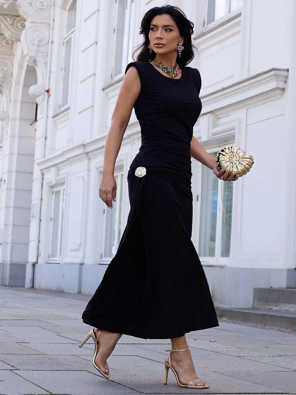 CONJUNTO LUZIA FAZZOLLI CREPE DRAPEADO PRETO