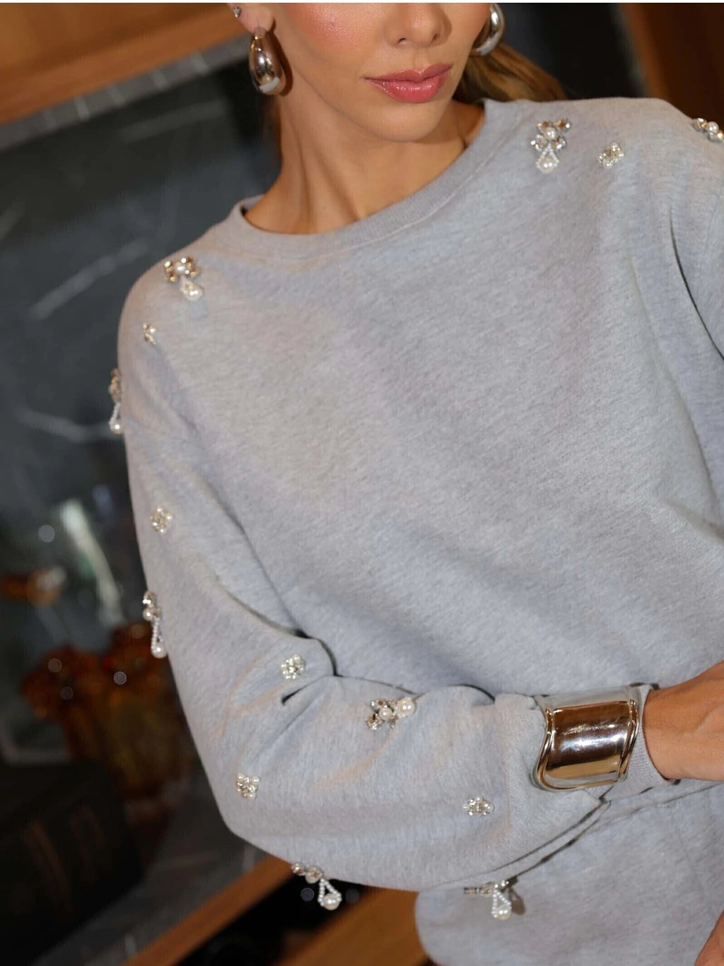 CONJUNTO LUZIA FAZZOLLI MOLETOM BORDADO MESCLA