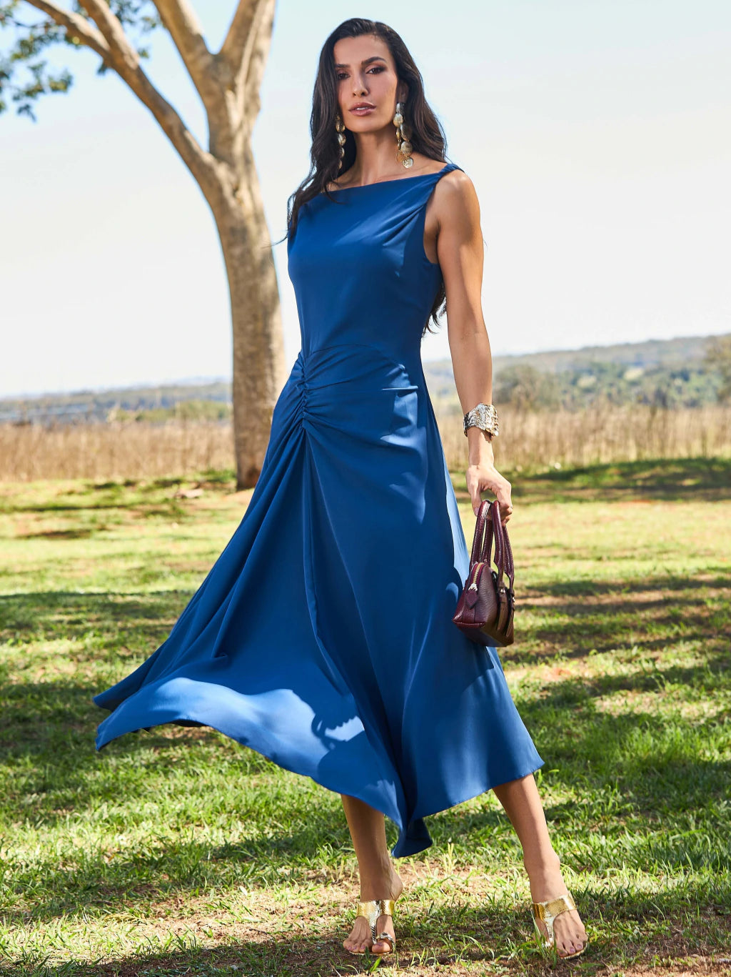 VESTIDO LUZIA FAZZOLLI DECOTE DEGAGÊ AZUL