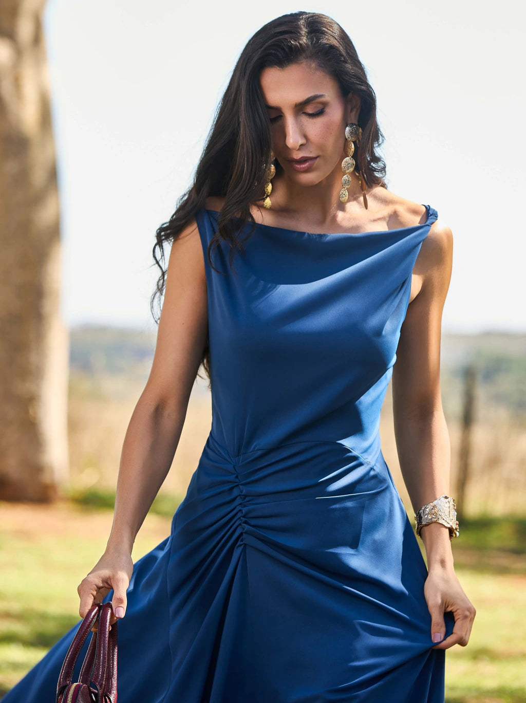 VESTIDO LUZIA FAZZOLLI DECOTE DEGAGÊ AZUL