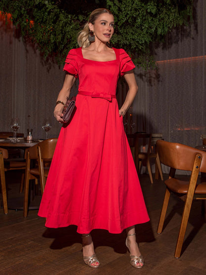Vestido luzia fazzolli alfaiataria c nesgas vermelho