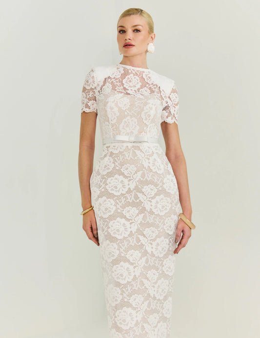 VESTIDO MJTBRAND MIDI REVEIRE OFF WHITE