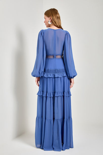 VESTIDO AVE RARA LONGO BELINDA AZUL