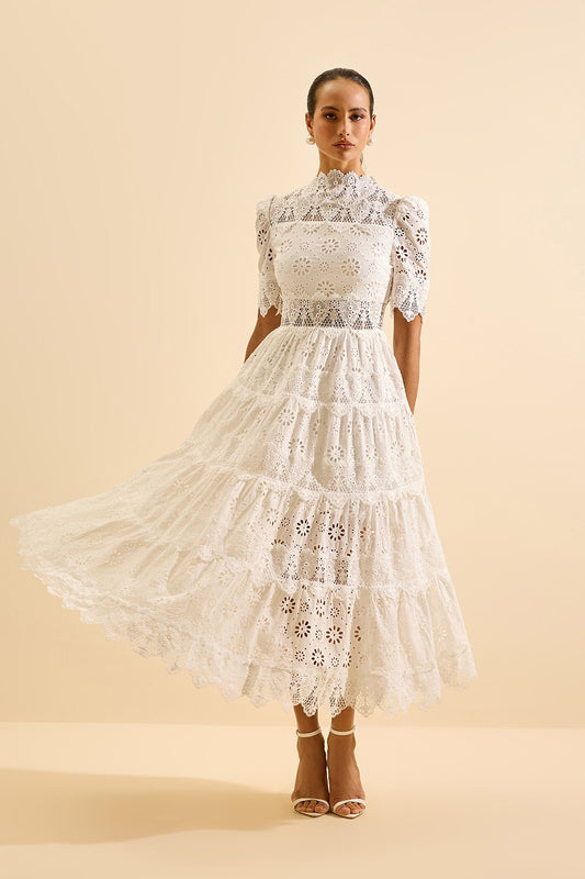 VESTIDO AVE RARA MIDI MELANIE OFF WHITE