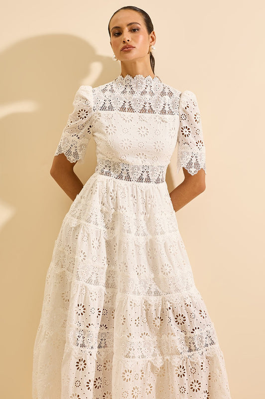 VESTIDO AVE RARA MIDI MELANIE OFF WHITE