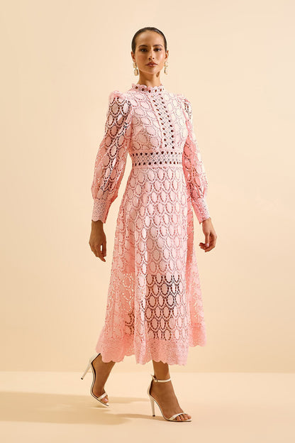 VESTIDO AVE RARA LOVELY LACE ROSA