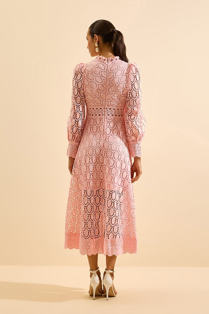 VESTIDO AVE RARA LOVELY LACE ROSA