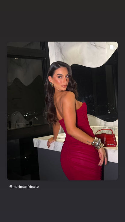 VESTIDO VUNHO MIDI TULE DRAPEADO FA