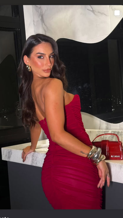 VESTIDO VUNHO MIDI TULE DRAPEADO FA