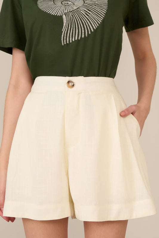 Shorts luleg linho fluido off white