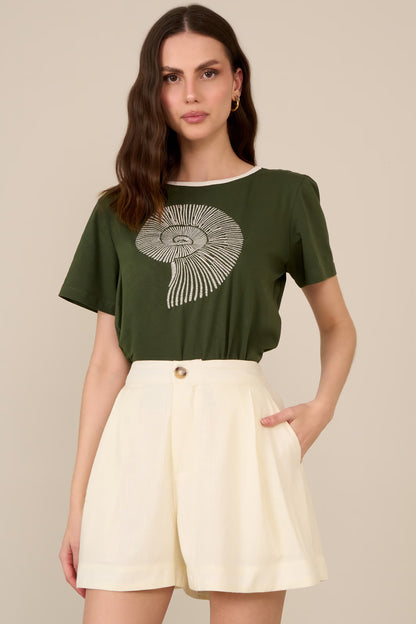 T-shirt luleg dt gola c bordado verde