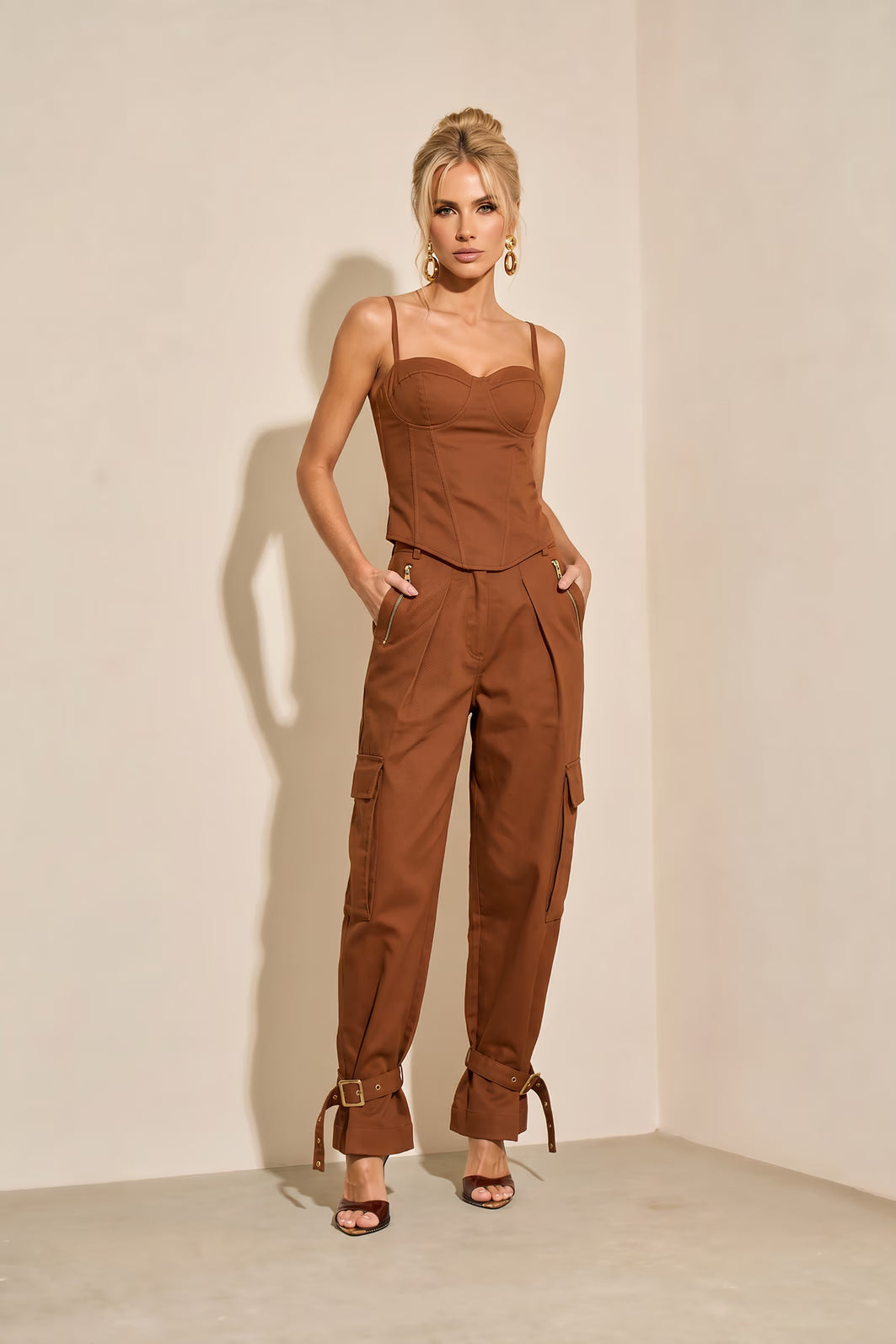 CONJUNTO LULEG TOP C JQT DETALHE MARROM
