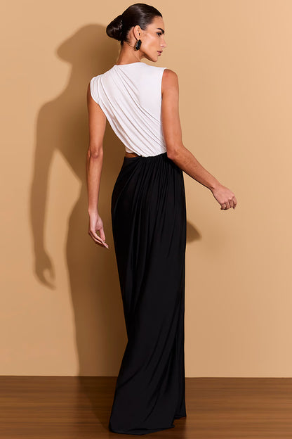 VESTIDO LULEG BICOLOR C METAL PRETO/BRANCO
