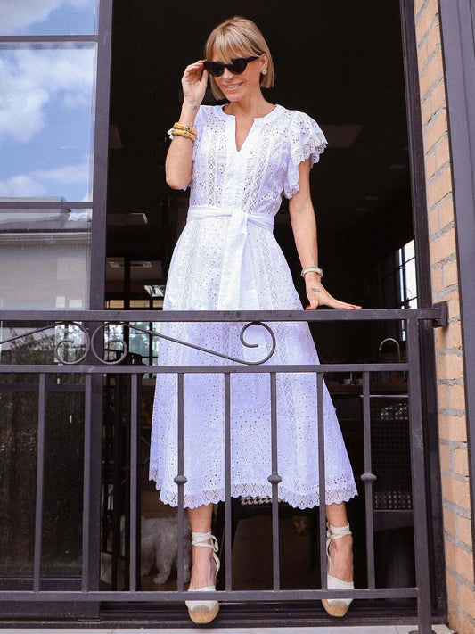 VESTIDO LUZIA FAZZOLLI LAISE COM ENTREMEIO BRANCO