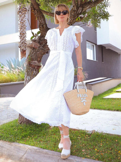 VESTIDO LUZIA FAZZOLLI LAISE COM ENTREMEIO BRANCO